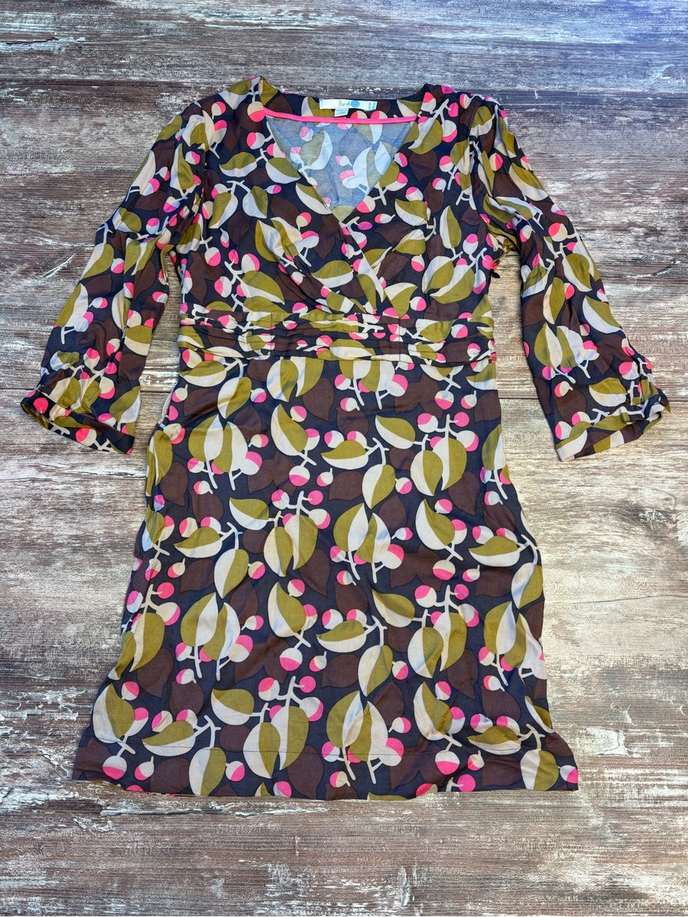 Boden | Women’s Faux Wrap Dress Mod 3/4 Sleeveless Above Knee V-Nexk Pattern 4R